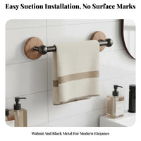 DrillTool-Tool-Less Installation Suction Mount Bar Multi-Purpose Single Towel Bar Heavy-Duty Bathroom Hardware Matte Black Finish for Renters, Homeowners, DIY Enthusiasts, Washroom, Laundry Room, Kitchen, Entryway
