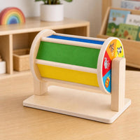 Textile Drum Infant Plaything Rotating Activity Drum Young Child Wooden Rotating Toy for Young Children, Nursery