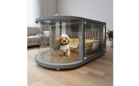 Panoramic Dog Cage Easy to Clean Transparent Pet Crate Wide Door Indoor Dog House with Wheels for Small Dogs, Young Dogs