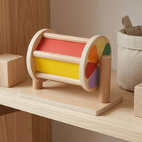 Child-Centered-Style Tabletop Sensory Drum Wooden Textile Drum Toy Early-Learning for Babies 4-12 Months