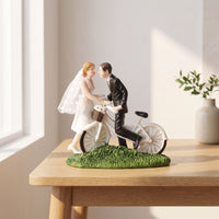 Wedding Cake Topper Resin Cake Topper with Cycle Elegant Couple Figurine for Brides, Bridal Shower