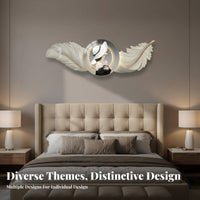 3D Feather Wall Sculpture Modern Design Bedroom Headboard Art Minimalist Light-up Feather Wall Art for Adults, Couples, Living Room, Lounge, Hallway