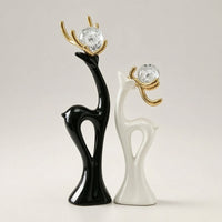 Ceramic Deer Figurines Sleek Deer Figurine Sculptural Decorative Figure for Living Room