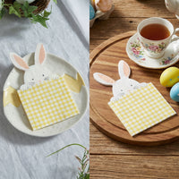 Easter Bunny Napkin Festive Design Plaid Easter Napkin Easy Cleanup Gingham Bunny Serviette for Families, Parents, Parties, Table Decoration, Picnics