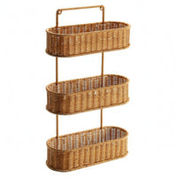 Wall-Mounted Woven Organizer Basket Rounded Edges Wall-Mounted Storage Rack Versatile for Home