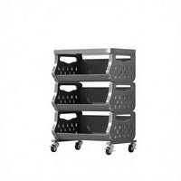 Multi-Tier Stackable Produce Basket Wheeled Design Kitchen Organizer Rolling Wheels Household Storage Large Capacity for Home Cooks, Apartment Dwellers, Pantry, Laundry Room, Bathroom, Playroom