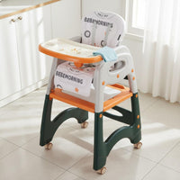 Detachable Tray 6 in 1 Convertible High Chair 5-Point Safety Harness Convertible High Chair Easy to Clean Adjustable Booster Seat with Wheels Anti-Tip Design for Babies, Toddlers, Infants, Playroom