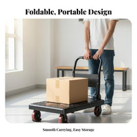 Space-Saving Foldable Platform Cart Easy Maneuverability Flatbed Dolly Cart Multipurpose Collapsible Platform Dolly Heavy Duty for Delivery Drivers, Warehouse Workers, Homeowners, Home, Workshop, Garage, Office