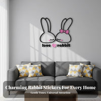 Hare Wall Decal Bunny Wall Sticker Removable Cartoon Bunny Acrylic Decoration for Children, Parents, Living Room, Playroom, Washroom