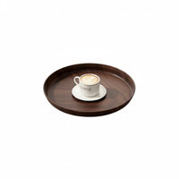 Round Wood Grain Tray Easy to Clean Wood Look Serving Plate Polished Surface