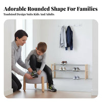 Nordic Aesthetic Upholstered Toadstool Pouf Multi-Functional Upholstered Pouf High-Rebound Sponge Low Stool Solid Wood Legs for Interior Designers, Apartment Dwellers, Sales Office, Entryway, Living Room, Playroom