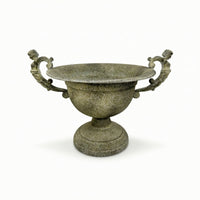 Metal Vase Distressed Pedestal Vase Urn Weathered Textured for Living Room, Dining Table