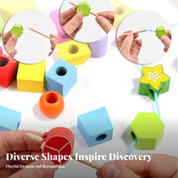 Develops Fine Movement Skills Fruit and Shape Stacking Toy Improves Hand-Eye Coordination Lacing Beads Toy Set Made from Solid Wood
