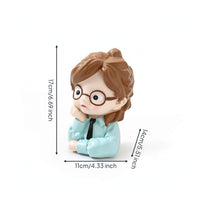 Cute Girl Piggy Bank Adorable Cartoon Piggy Bank Sculpted Ornament Practical for Bedroom