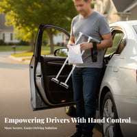 Foam Grip Adjustable Car Hand Control Two-barBar Portable Hand Control Perforated for Disabled Drivers