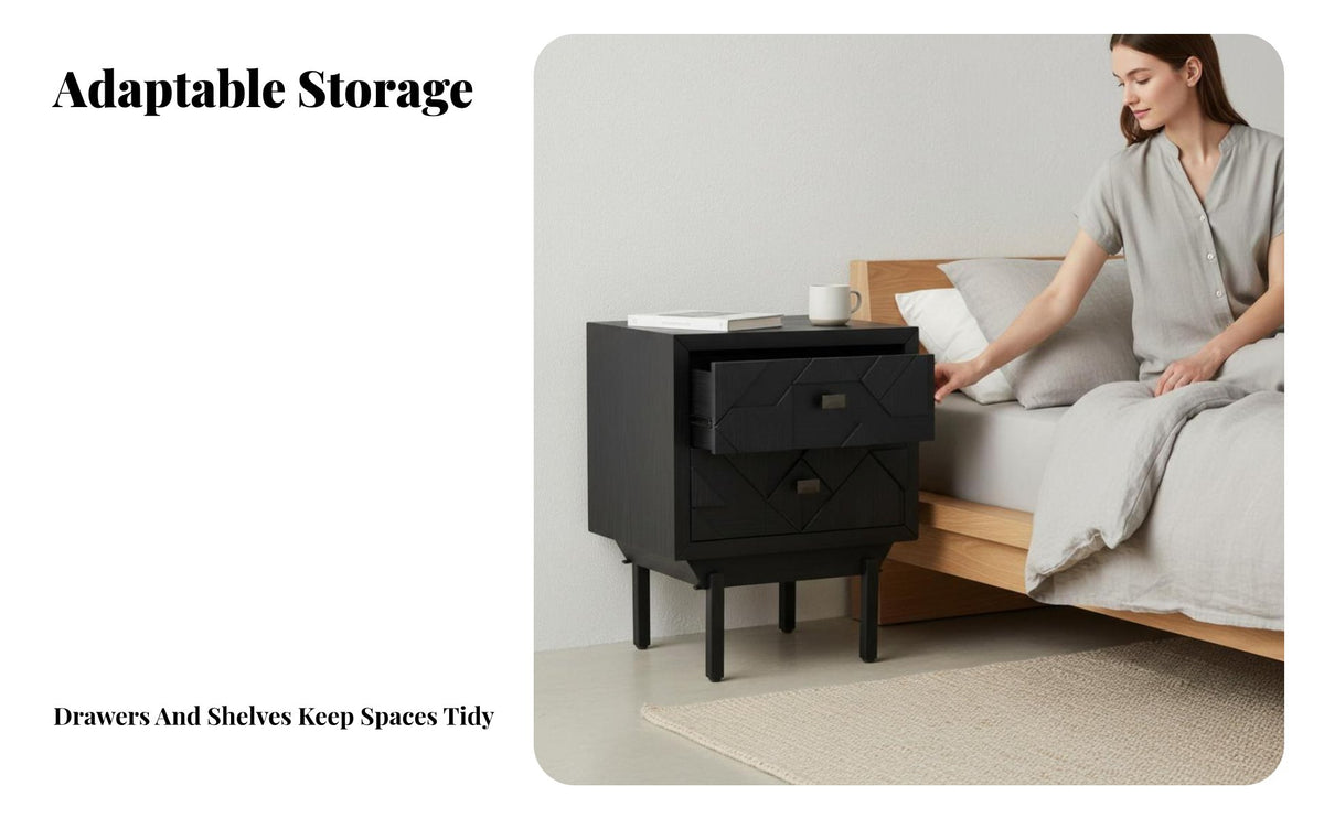 Durable Wood Legs Rattan Nightstand with Drawer Vintage Look Rattan Drawer End Table Japanese Inspired Indoor Furnishing century modernera Modern Design for Guesthouse Owners, homeowners, Bedroom, Small compact areas, Hotel Room, Hallway
