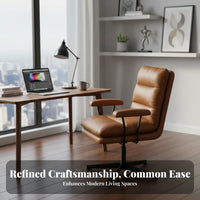 Height Adjustable Upholstered rotating Seat Ergonomic spine Support Upholstered Caster Chair Modern Design Office Furniture Soft Upholstery for Remote Workers, Students, Adults, Study Room, Bedroom, Small Spaces