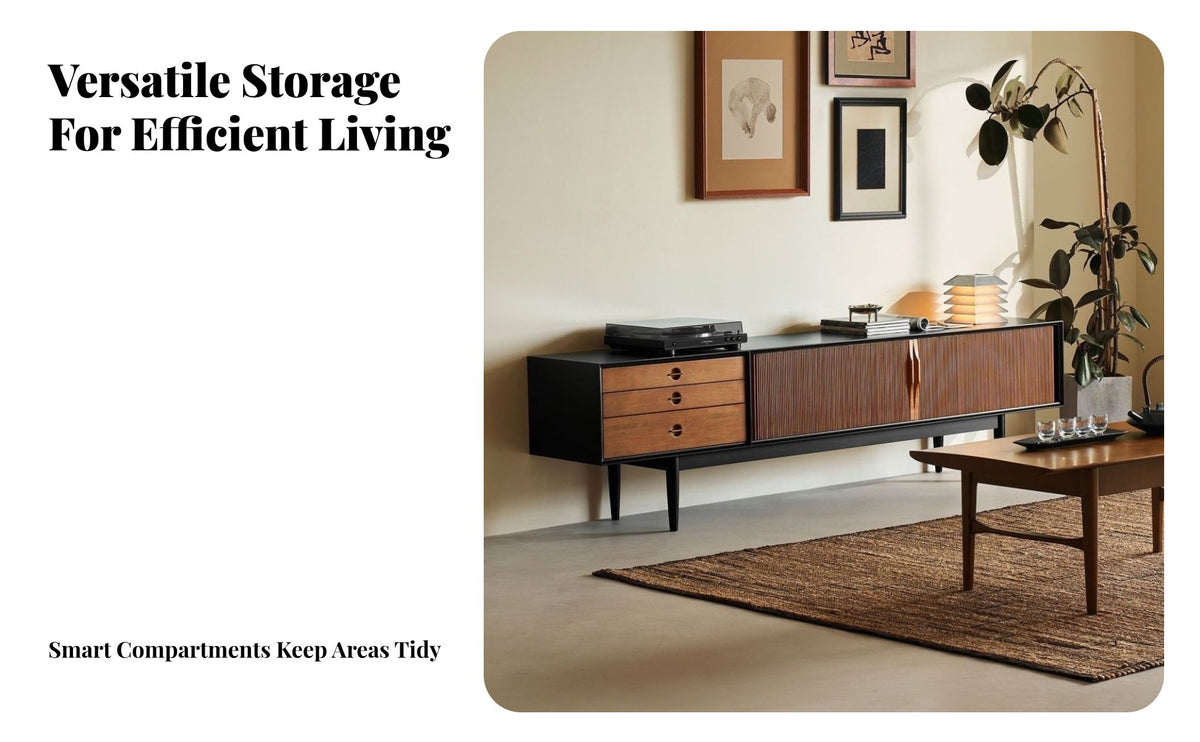 Vintage Television Cabinet Multi-Functional Wooden Storage Console with Drawers Wood Sideboard Cabinet for Interior Design Enthusiasts, Homeowners