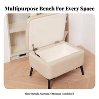 Multi-Functional Tufted Storage Ottoman hingedTop Lid Upholstered Bench Comfortable Seating Footstool sturdy Wood Legs for Apartment Dwellers, Homeowners, Interior Decorators, Entryway, Living Room, Bedroom