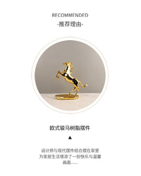 Modern Minimalist Abstract Resin Electroplated Leaping Horse Animal Sculpture Decoration