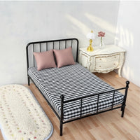 1:12 Scale Bed Metal Dollhouse Bed with Mattress Furniture for Diorama