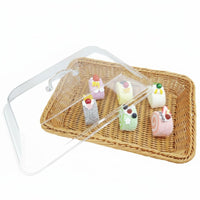 High Clarity Bread Basket with Clear Cover Long-Lasting Woven Food Basket with Clear Cover Sturdy Construction Servingware for Bakers, Cafe Owners, Market Stalls, Parties, Dining Table, Kitchen Counter