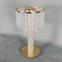 Crystal Vase Stand Ornamental Gold Crystal Vase Stand Hanging Beads Wedding Centerpiece Lamp for Banquet, Display Window