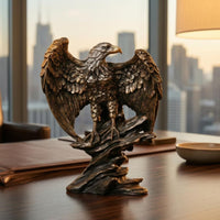 Resin Eagle Figurine Gilded Bronze Highlights Eagle Figurine Boulder Pedestal House Highlight