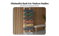 Large Capacity Multi-Layer Exercise Mat Stand Space-Saving Exercise Mat Holder Stable and Long-Lasting Freestanding Gym Rack Easy Retrieval for Apartment