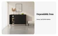 Waterproof 4-Tier Cabinet with Doors Large Capacity Sideboard Multipurpose Household Furniture Heavy-Duty for Families, Homeowners, Apartment Dwellers, Living Room, Kitchen, Bedroom, Entryway