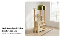Large Cat Climbing Frame Sturdy Construction Wooden Feline Climber Easy to Hygienic Pet Furniture for Owners of Multiple Cats, Living Room, Indoors
