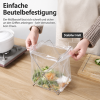 Yellow Bag Stand, 2-piece Set Foldable Trash Bag Stand, Stainless Steel Garbage Bag Holder for Kitchen & Household, Waste Rack Countertop