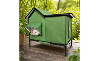 Elevated Cat House Waterproof Cat House with Raised Legs Heavy-Duty Pet Kennel for Backyard