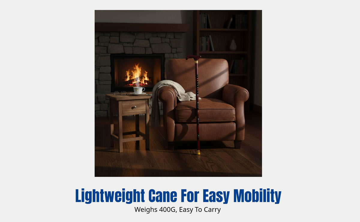 Wooden Non-Slip Cane, Four-Legged Stable Lightweight Beech Walking Aid for Seniors