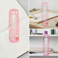 Fashion Design Stencil Ruler Transparent Fashion Illustration Template Clear Ruler with Human Figure Outline for Illustrators, Garment Drafting