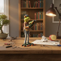 Engineer Frog Statue Birthday Gift Repairman Frog Figurine Unique Design House Decoration for Engineers, Handymen, Desktop, Garden, Bookshelf