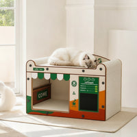 Corrugated Cat Scratching House Reinforced Cardboard Cat House Sturdy Scratch Box Long-Lasting for Cats, Kittens, Living Room, Apartment
