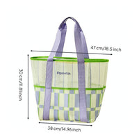 Mesh Beach Bag with Pockets Quick-Dry Mesh Tote Bag Breathable Portable for Swimmers, Gym, Travel