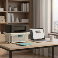 Printer Stand with Drawer Sturdy Desktop Printer Wooden Top Top Desktop Shelf for Study Room