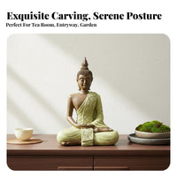 New Chinese Design Buddha Statue Feng Shui Decor Meditating Buddha Figurine Weather Resistant Zen Garden Statue Artisan-Made for Spiritual Seekers, Mindfulness Practice Enthusiasts, Tea Room, Fountain Accessory, Patio, Office