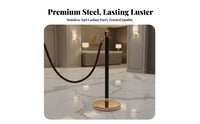 Rope Stanchion Luxurious Appearance Crown Top Queue Barrier Stable Heavy-Duty Base Stanchion Post for Venue Managers, Hotels, Shopping Malls
