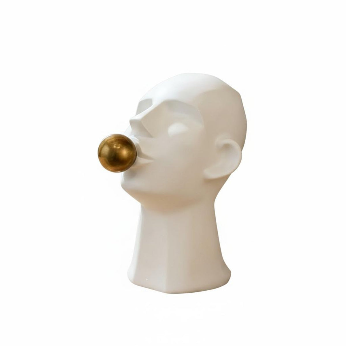 bubbles Blowing Head Statue Conversation Starter Resin Head Figurine Tasteful Gift Abstract Character Ornament for Bedroom, Office