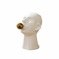 bubbles Blowing Head Statue Conversation Starter Resin Head Figurine Tasteful Gift Abstract Character Ornament for Bedroom, Office
