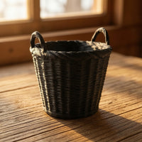 Woven Dollhouse Basket with Handles Rustic Miniature Basket with Handles Realistic Miniature Fireplace Accessory for Diorama