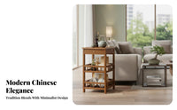 Chinese Design Multi-Tier Tea Shelf Flat Top Surface Multi-Tier Shelving Unit Sturdy Build Side Table Stable Frame for Homeowners, Office Workers, Students, Living Room, Study, Bedroom, Kitchen