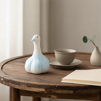 Crackle-Glaze Bird Tea Pet Cute Ceramic Bird Figurine Chubby Tabletop Decoration Miniature for Collectors, Desk, Display Shelf