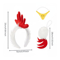 Fun Party Prop Chicken Costume Set Soft Textile Rooster-Like Headband and Tail Adjustable Strap Creature Dress-up Kit for Halloween