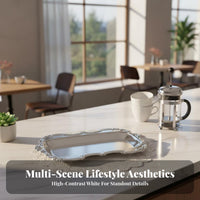 European Design Dessert Plate Mirror Finish Stainless Steel Serving Platter Light Elegant Design Rectangular Decorative Tray for Afternoon Tea