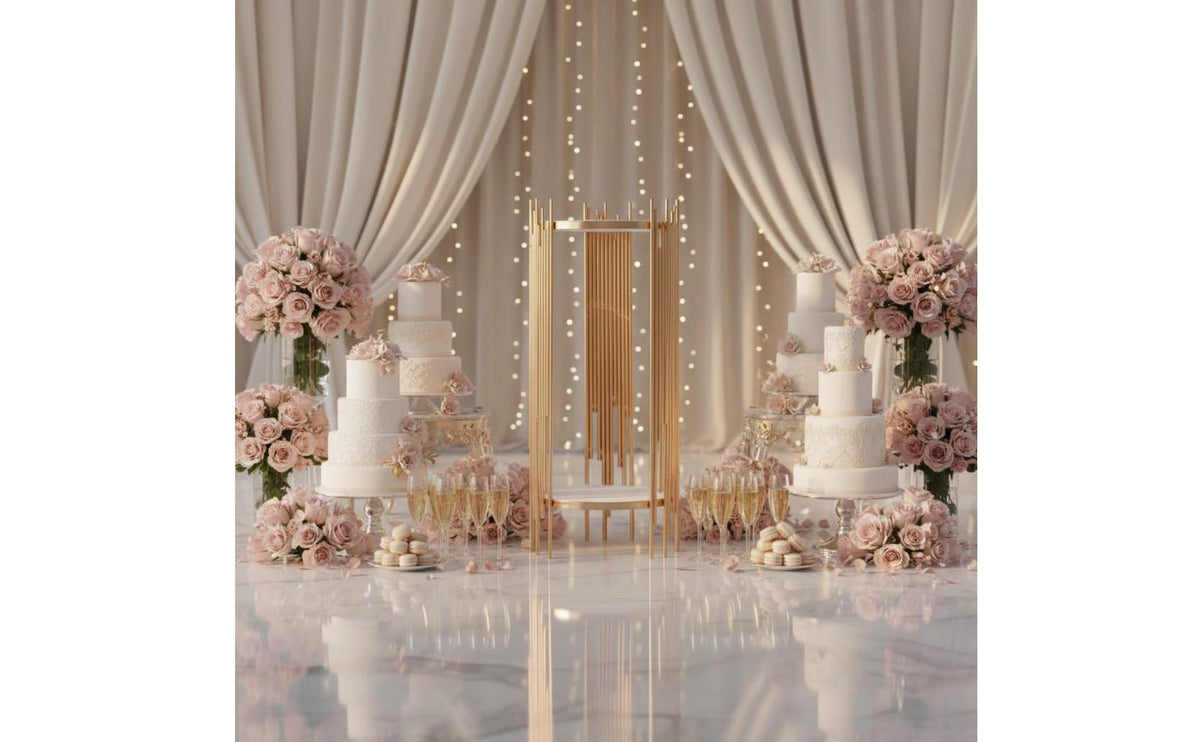 Tall Design Dessert Stand Stable Base Wedding Display Pedestal 3-Piece Set Flower Stand Polished Edges for Christmas, Retail Showcase Window