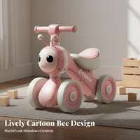 Anti-Rollover Design 4-Wheel Bee Scooter Low Center of Weight Distribution 4-Wheel Toddler Scooter Ergonomic Comfortable Seat Rideable Toy Shock-Absorbing Wheels for Babies 1-5 Years, Gift Givers, Indoors, Playroom, Outdoor, Outdoors